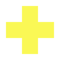 Obraz premium Bright yellow plus sign symbol isolated on transparent background