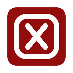 Red square with white cross symbol isolated on transparent background