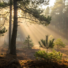 Golden Rays in the Forest