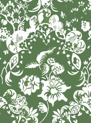 Beautiful floral pattern, suitable for textile, packaging, Daisy flowers, bellflowers, leaves, white background. Floral illustration. Vector seamless pattern. Botanical design. Meadow nature plants