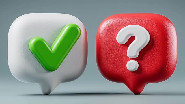 Two speech bubbles illustrate a lively discussion on understanding and questioning. The contrast of colors represents ideas flowing between certainty and uncertainty in a conversation.