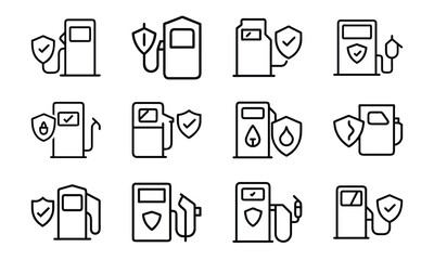Medical and Vehicle Insurance Line Icons – Health, Auto, Life, and Safety Protection Outline Vector Icon Set for Insurance, Hospital, and Business Design