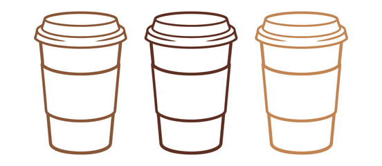 Set of Coffee Takeaway Cups Line Art Icons