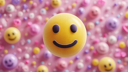 Explore a vibrant world filled with cheerful emojis against a soft pastel backdrop. Each frame showcases smiling faces that bring happiness and creativity to life.