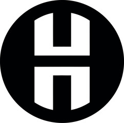 Black letter H inside an oval shape alphabet circle