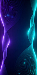 Naklejka premium Ultra-Wide Abstract Design with Glowing Cyan and Purple Dynamic Energy