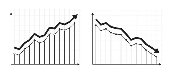 Profit growth and loss decline business graph bar