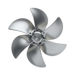 Silver propeller with six blades isolated on transparent background for boat engine