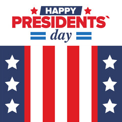 Obraz premium Happy Presidents day in United States. Washington's Birthday. Federal holiday in America. Celebrated in February. Patriotic american elements. Poster, banner and background. Vector illustration