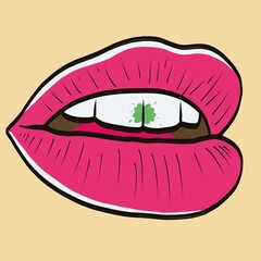 Usta kobiety ze szpinakiem Ilustracja rysunek © ukasz