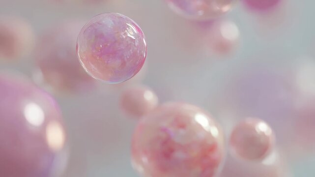 abstract background with bubbles, balls, pink, red