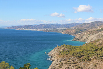 Fototapeta premium Coast of Andalucia from Cerro Gordo, La Herradura 