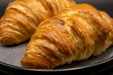 All Butter Croissants on Plate – Golden, Flaky French Pastry with Crisp Layers and Buttery Texture