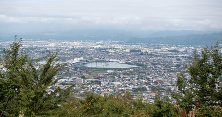 茶臼山から見える、桐生市方面の市街地風景