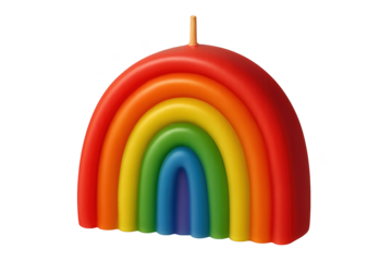Multi-colored rainbow arch candle with red outer arc and inner layers of orange, yellow, green, blue, indigo, violet on transparent background