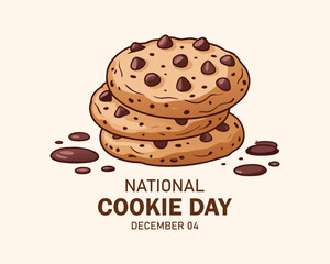 National Cookie Day poster with yummy freshly chocolate chip cookies.