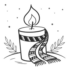 Candle with scarf for holiday season