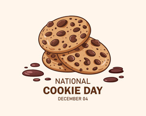 National Cookie Day poster with yummy freshly chocolate chip cookies.