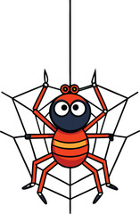 Cute cartoon spider character illustration isolated on transparent background