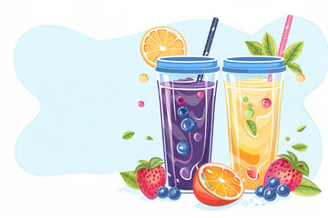 Refreshing blueberry and orange juice with berries and sliced citrus