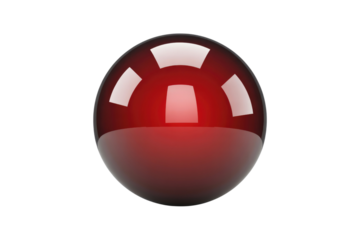 A vibrant, glossy red sphere with strong reflections, offering a polished and elegant look, suitable for design elements or icons. background removed