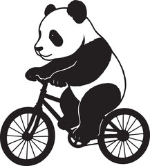 Adorable baby giant panda riding a bicycle silhouette © Morshed