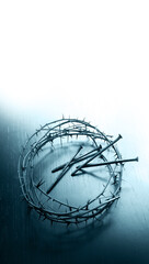 Nails and wteath on a table