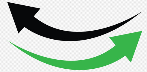 black and green arrow flat style icon on transparent background. arrow icon for your website design, logo, app, ui. arrow indicated the direction symbol. curved arrow sign.