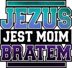 Napis Jezus Jest moim Bratem Chrześcijańska grafika nadruk 