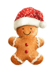 Adorable Gingerbread Man in a Festive Christmas Hat Perfect for Holiday Celebrations and Seasonal Decorations
