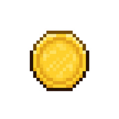 Tiny Pixelated Gold Coin Icon in 4D Style for Digital Projects and Graphics