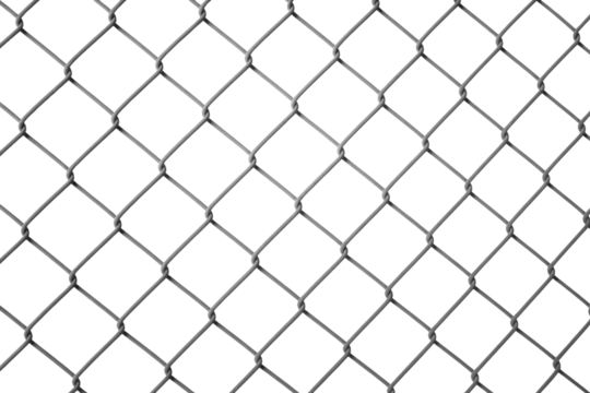 Seamless gray chain link fence pattern with diamond-shaped openings on a dark transparent background, perfect for security or barrier themes. background removed