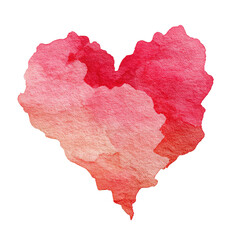 Watercolor Heart Shape with Texture in Bright Reds and Pinks for Creative Projects and Designs