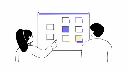 Vision Planning A mentor and mentee engaging in a brainstorming session with sticky notes on a whiteboard illustrating the strategic planning and visionsetting aspect of