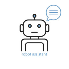 AI assistant chat icon — vector illustration of digital conversation, online service, robot, virtual support, messaging, interface, and communication technology on transparent background.