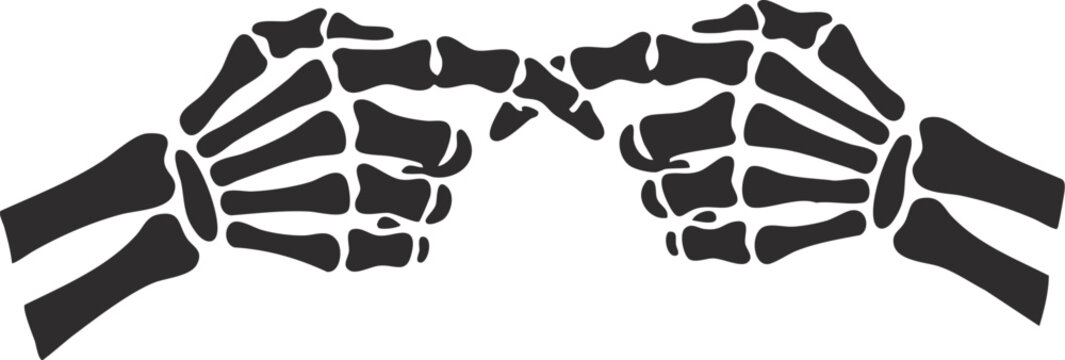 two skeleton hands making a pinky promise