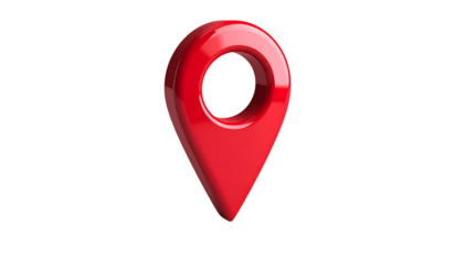 3D rendered glossy red location marker isolated on black background