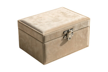 Beige Velvet Jewelry Box with Metallic Latch  isolated on white background . Elegant Keepsake Storage Case illustration on white background