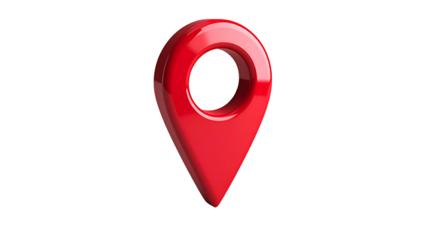 3D rendered glossy red location marker isolated on black background - Powered by Adobe