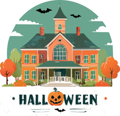 Vintage Halloween Postcard
Retro postcard with pumpkins and dark green tones