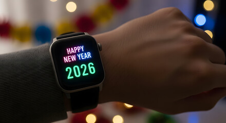 New Year's Countdown 2026: Smartwatch Digital Display