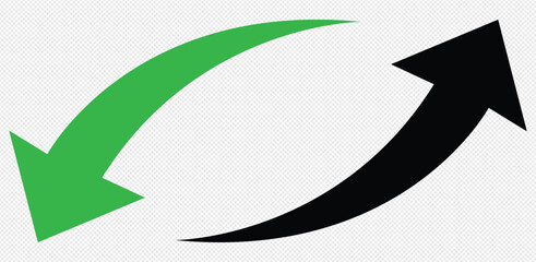 Green  and black curved graph with arrow.