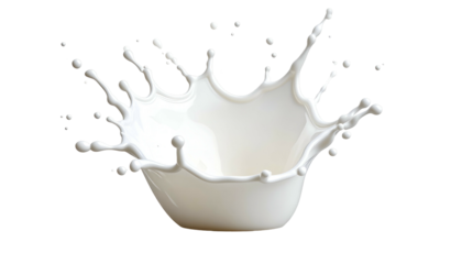 White liquid crown, splash upward, on black background. High speed photography