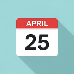 Fototapeta premium Flat design calendar icon showing the date april twenty fifth with a long shadow