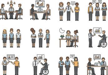 Inclusive Workplace Diversity ,Vector Illustration of Various Body Types & Skin Tones