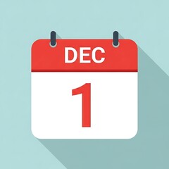 Flat design calendar icon showing december first a new month and day