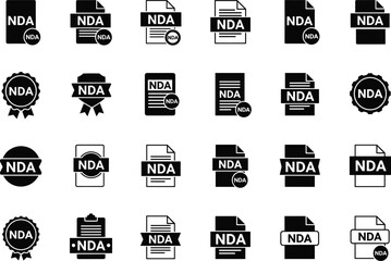 NDA Legal Agreement ,Non-Disclosure Agreement label icon vector illustration set.256ZNDA Legal Agreement ,Non-Disclosure Agreement label icon vector illustration se