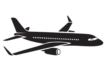 Airplane silhouette simple travel and aviation icon illustration
