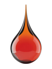 Obraz premium A glossy, abstract teardrop shape with a vibrant red to orange gradient and sleek black reflections, isolated on a solid transparent background. background removed
