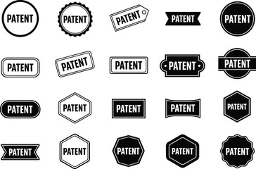 PATENT,  patent label trademark icon collection